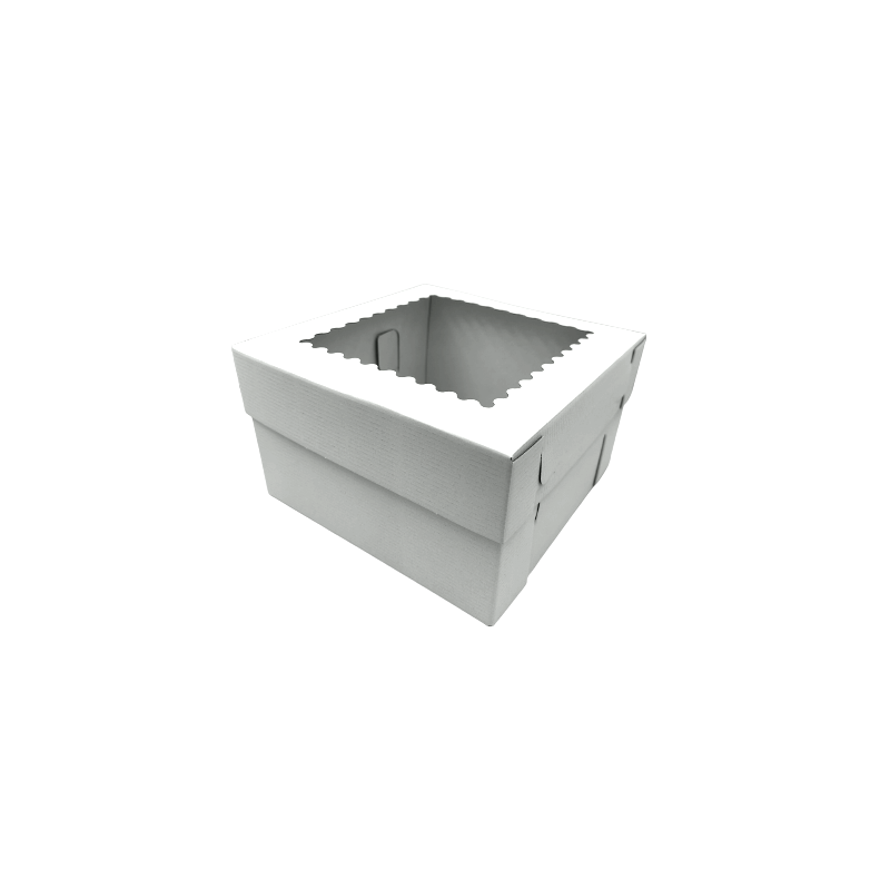 Weiße Kuchenbox mit Fenster 30 x 30 x 15 cm.