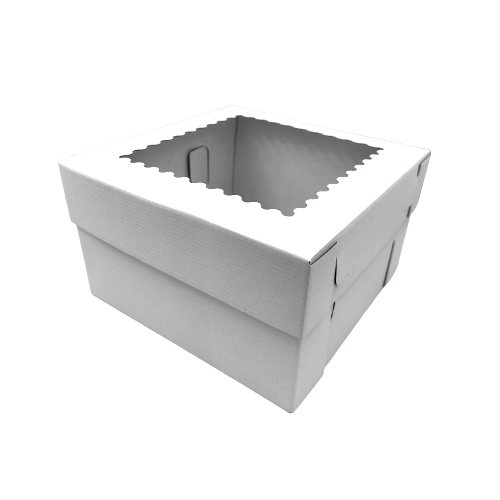 Weiße Kuchenbox mit Fenster 30 x 30 x 15 cm.
