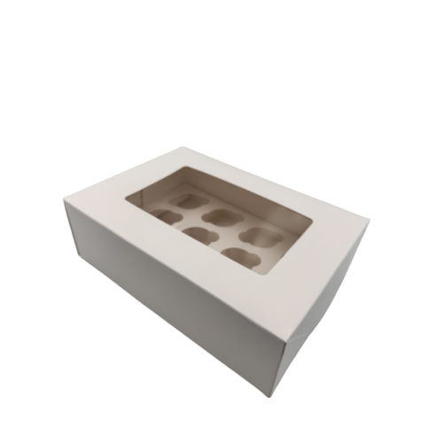 Box 12 MiniCupcake Weiß mit Fenster